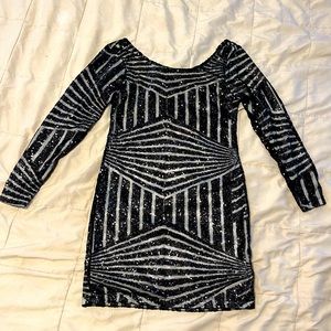 Black Sequin Low-back Dress